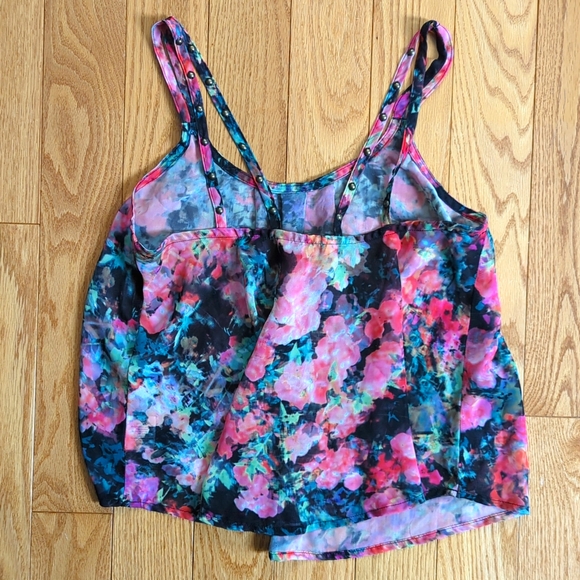 Decree Sheer Studded Double Strap Flowy Floral Tank Top - Picture 2 of 5